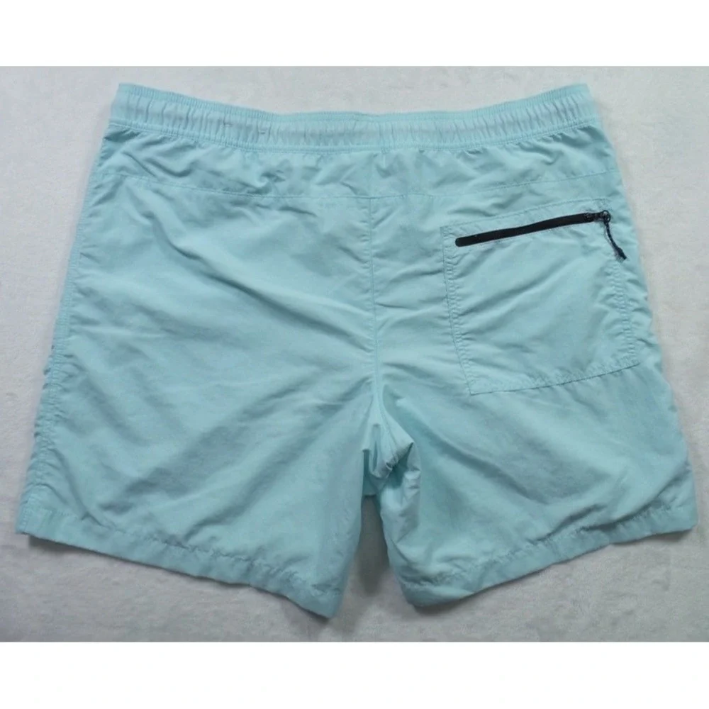 American Eagle Shorts Mens Large Blue Swim Trunks Zip Pockets Drawstring Stretch